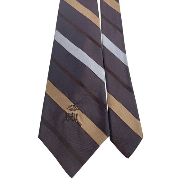 Vintage WOOLF BROTHERS COUNTESS MARA Tie Dark Brown Light Brown Silver, Preowned - Picture 3 of 7